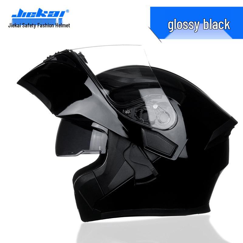 Jiekai Men's DOT Standard Flip-up Electric Motorcycle Helmet with Double Visor, All-Season Safety Gear
