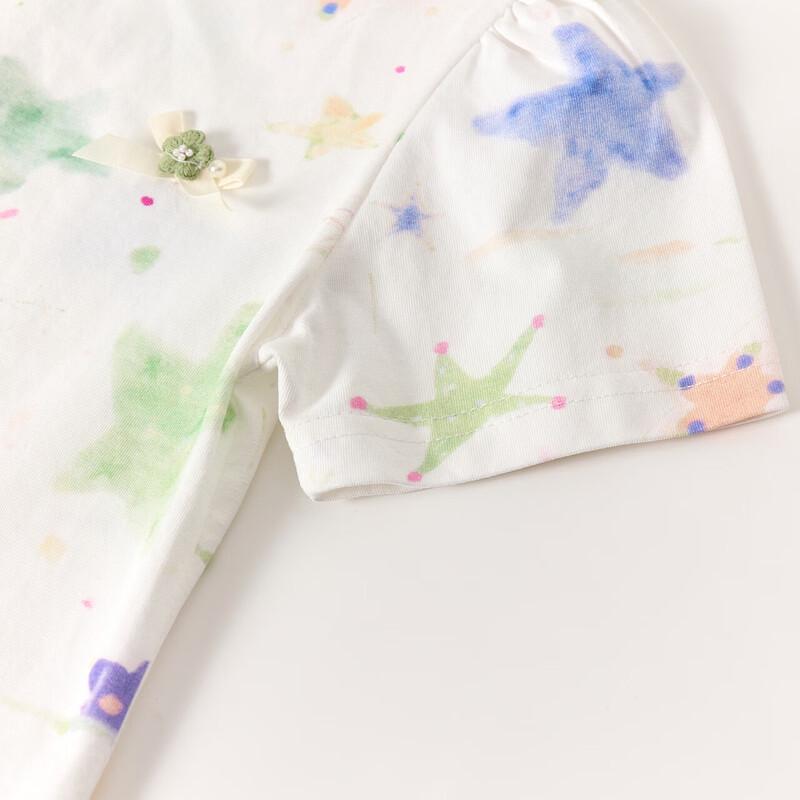 Dessal Girls' Watercolor Star Print Short Sleeve T-shirt