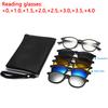 Reading Glasses 6 In 1 Men Women Sunglasses Polarized Optical Magnetic Clip Prescription Custom Glasses Big Frame +1.0 TO+4.0