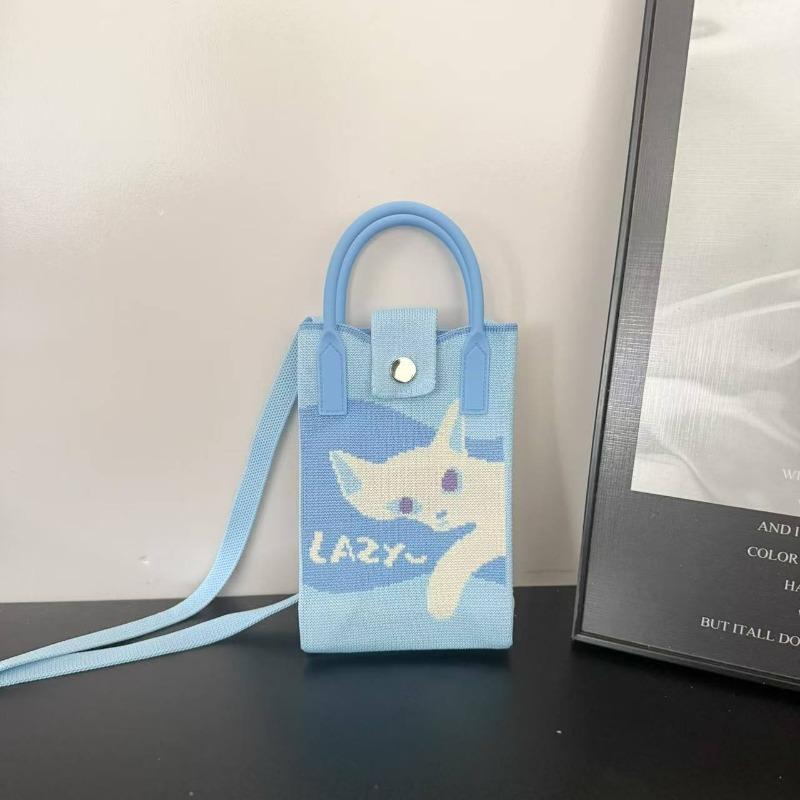 Spring New Mobile Phone Bag Flying Woven Bag Casual Women's Bag Bright Bear Versatile Knitted Bag Dopamine Small
