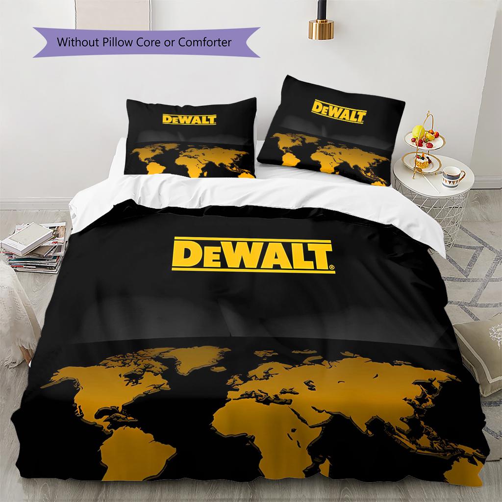 Dewalt Tool Pattern Bedding Quilt Set Quilt Cover Pillowcase Home Decoration Gift (1 * duvet cover + 2 * pillowcase, without core)