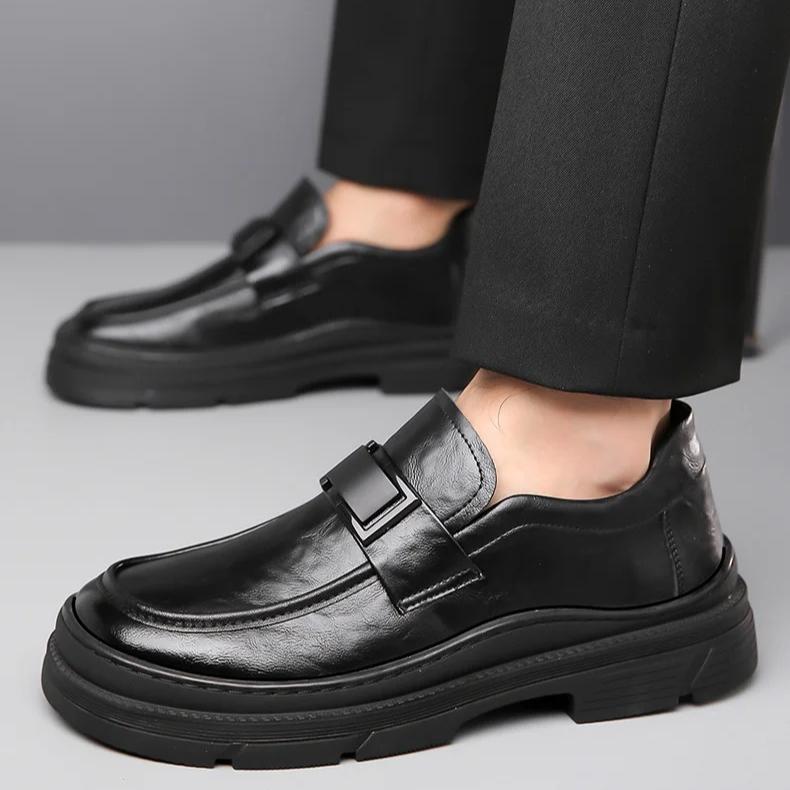 High Quality Leather Shoes For Men Fashion Retro Business Dress Shoes Men Outdoor Comfortable Slip-On Loafers Men Zapatos Hombre