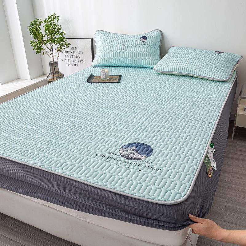 Class A Ice Silk Latex Cooling Mat Set: Washable, Antibacterial, Mother & Baby Safe, Fitted Sheet Style