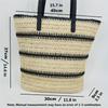 Large Boho Chic Striped Woven Tote Bag, Spacious Shoulder Beach & Shopping Bag for Women with Black and White Design, Beach Bag