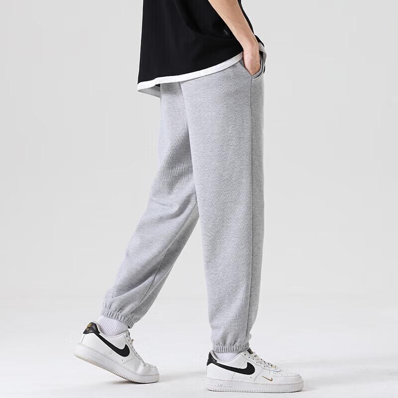GENIOLAMODE Men's Waffle Knit Drawstring Jogger Pants