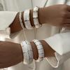 Pulseras de Bambú Blanco Esmaltado Minimalistas para Mujer Tendencia Punk Geométricas Anchas de Primavera Joyería Estética para Fiestas Regalos