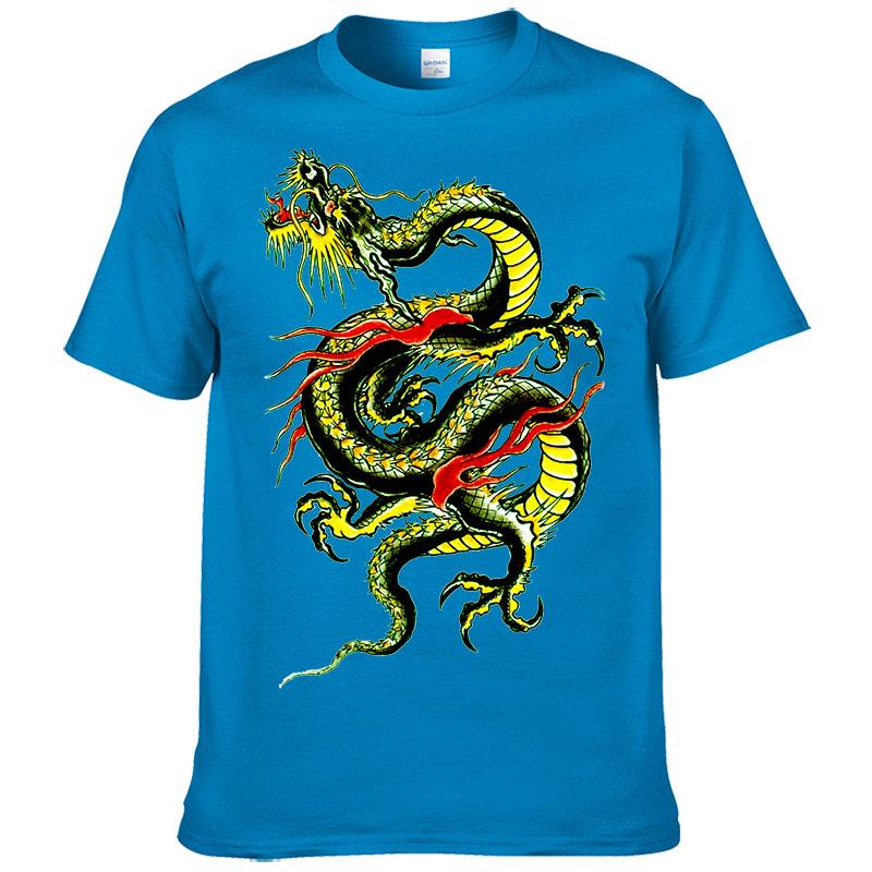 Streetwear Kurzarm T-Shirt Herren Sommer Baumwolle Druck Drachen T-Shirt Mode Lässig Harajuku Kleidung Kleidung F195
