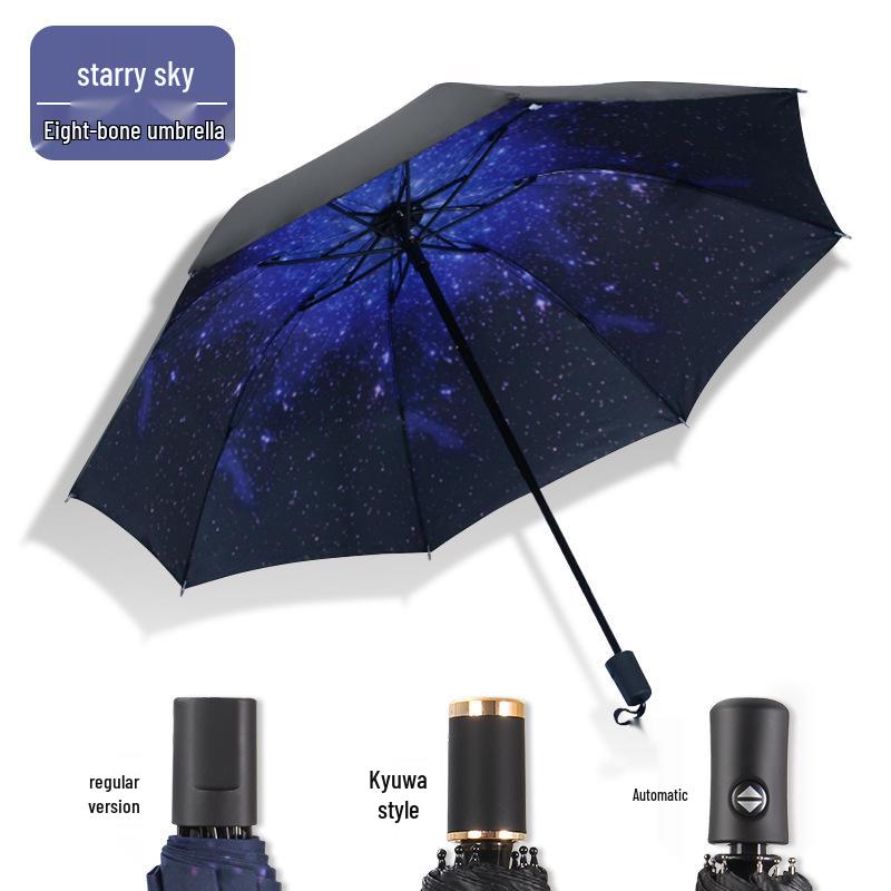 

Настраиваемый автоматический зонт от солнца и дождя с внутренним узором, защитой от УФ-лучей и солнцезащитным покрытием из черного клея Automatic