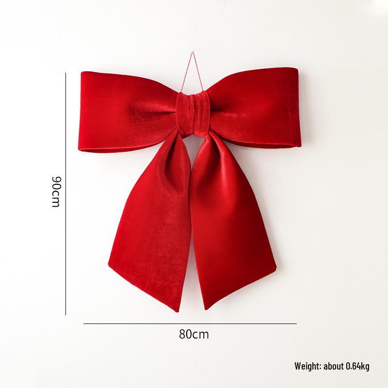 Large Red Velvet 3D Christmas Bow Pendant Ornament