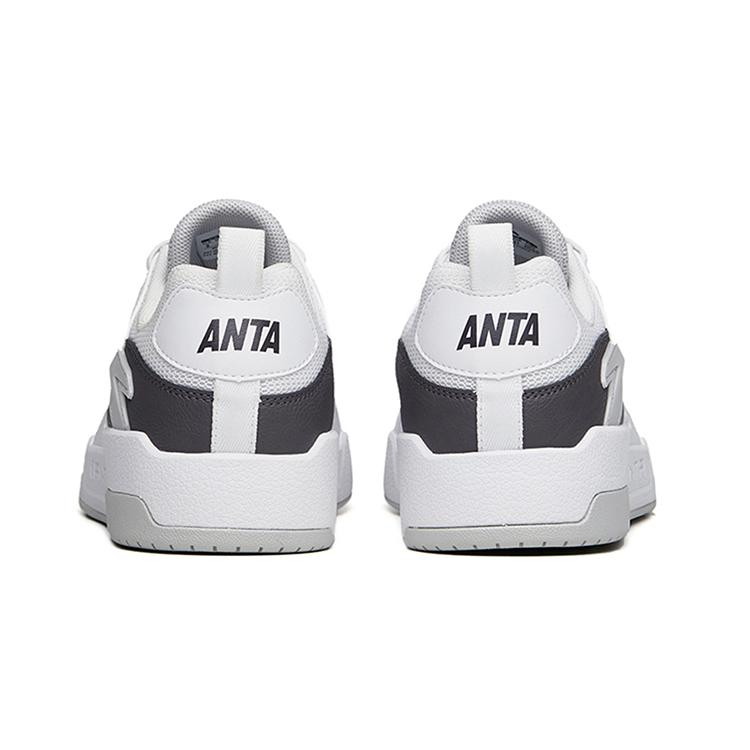 new Anta Anti Slip And Wear Resistant Lightweight Low Top Skateboard Shoes Gray White