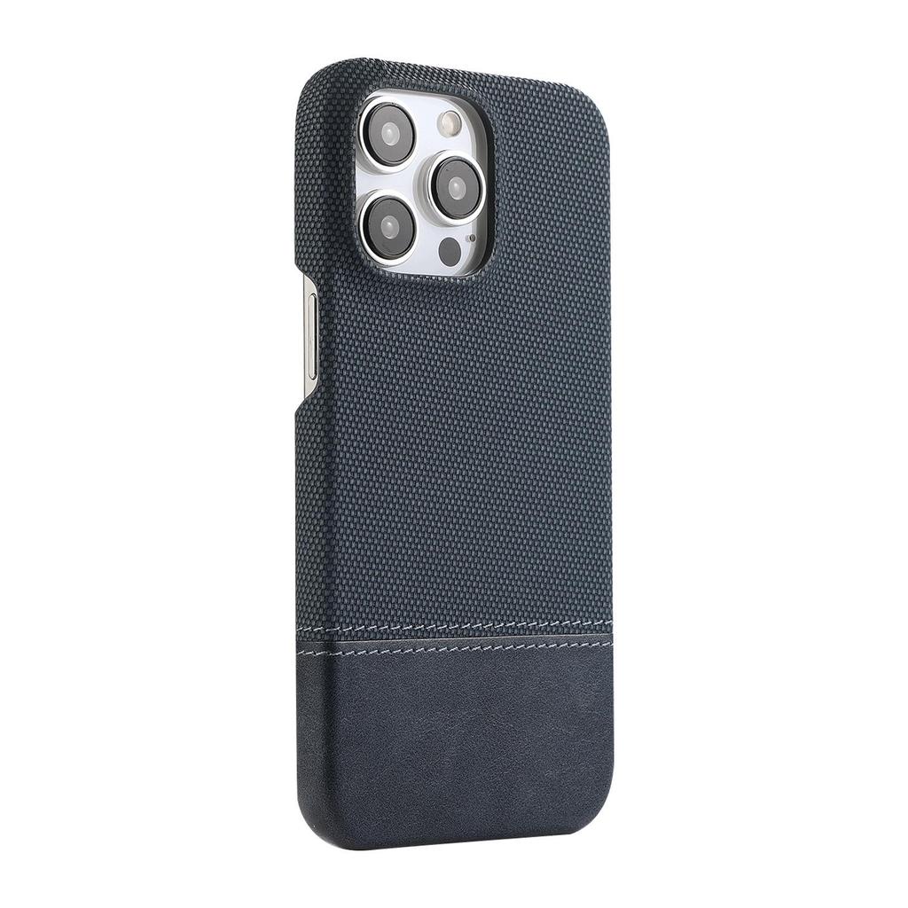 Patchwork Faux Leather Anti-Slip Phone Case for Apple 17 Pro Max/16/15/14 Pro/13/12, Trendy Half-Covered Hard Design