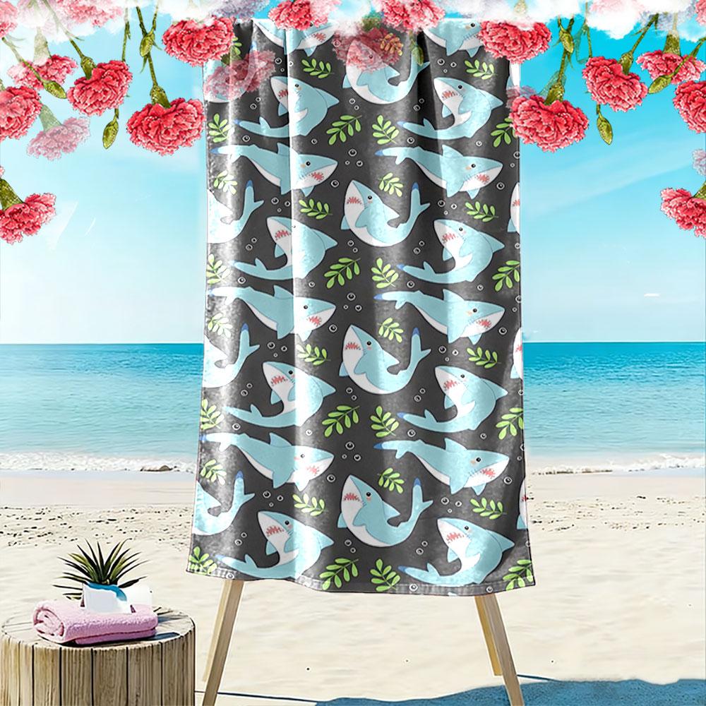Shark Pattern Beach Towel Beach Towel Quick-drying for Travel Outdoor Sports Jogging Beach and Swimming