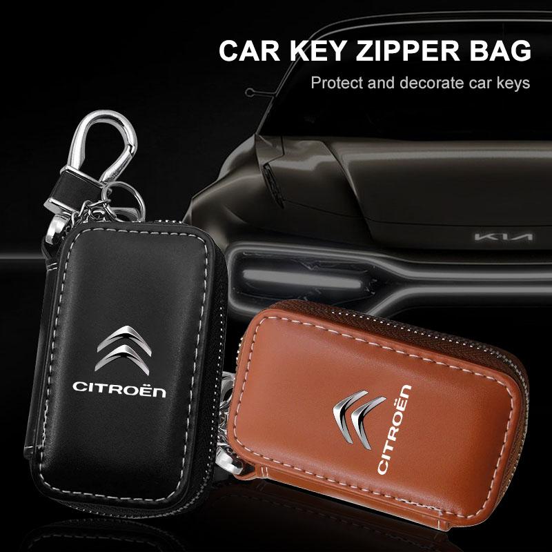 1Pcs Car Keychain Covers Key Holder Genuine Leather Car Key Wallets Bag For Citroen C1 C2 C3 C4 C5 X7 Berlingo Xsara C8 C4L DS3 anw123