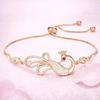 Rose Gold & Silver Plated American Diamond Adjustable Peacock Bracelet, Stylish Fashion Jewellery Gift fo Women