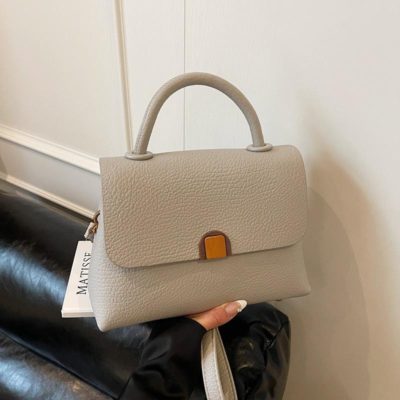 Light luxury simple and versatile commuter document handbag high-end lychee pattern women's bag new casual shoulder messenger bag