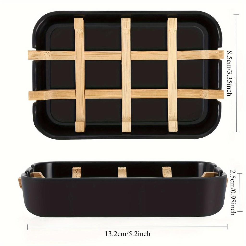 1Pcs Wooden Soap Dish Drain Soap Tray Sink Holder Soap Rack For Bathroom Multifunctional Storage Rack Household Bathroom Supply