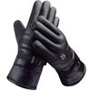 Thick Warm Winter PU Leather Gloves With Fleece Lining Anti-Slip Outdoor Cycling Men Full-Finger Design