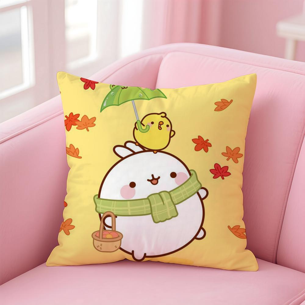 Cute M-Molang Cushion Cover Comfortable Reversible Pillow Cover Ideal For Car Sofa Bedroom & Beyond