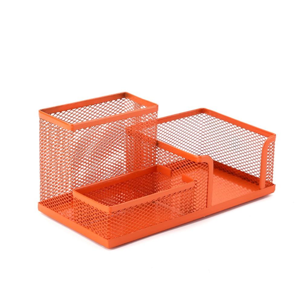 3/4 Grid Metal Mesh Pen Holder Large Capacity Makeup Brush Storage Bucket Bedroom Decoration