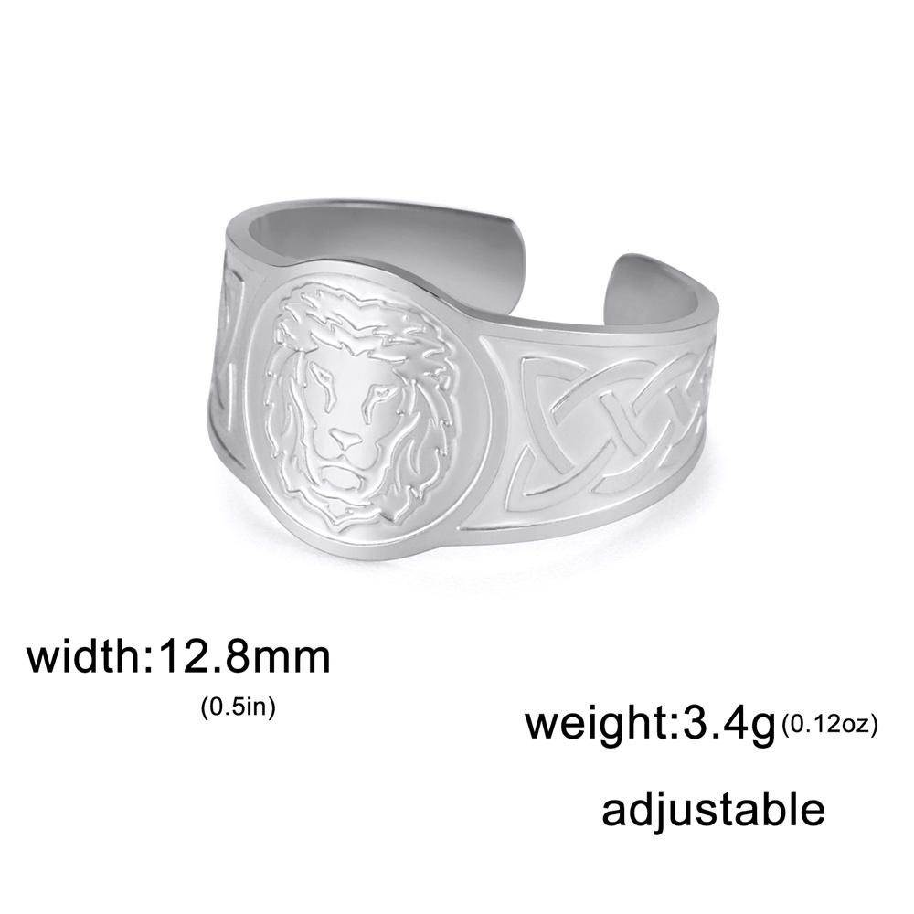 

My Shape Lion Rings for Men Punk Celtics Knot Animals Resizable Stainless Steel Finger Ring Nordic Vintage Jewelry Amulet Gifts