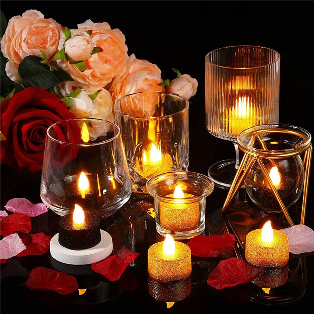 Powered with Glitter Diwali Candles Mini Flameless Candles Home Decor Tea Lights Candle LED Lamp