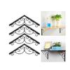 2Pcs Iron Shelf Brackets Floral Pattern Wall Mounted Triangular Support Brackets Vintage Decorative Heavy Duty for Home Black