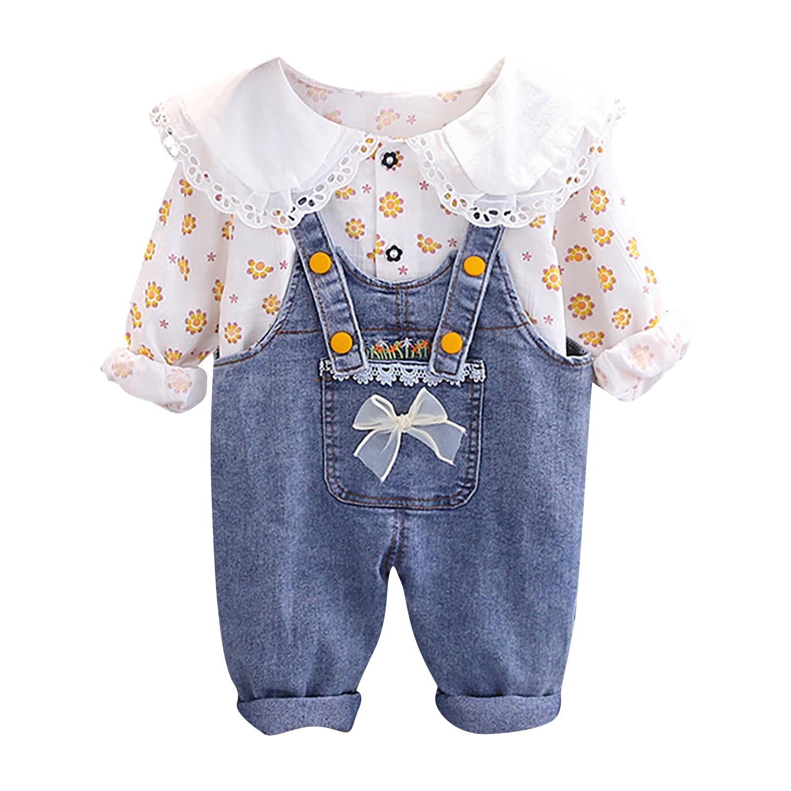 

Костюм для девочек, детская одежда в корейском стиле, осенняя рубашка на подтяжках, комплект из двух предметов, милый костюм для девочек 90 жёлтый