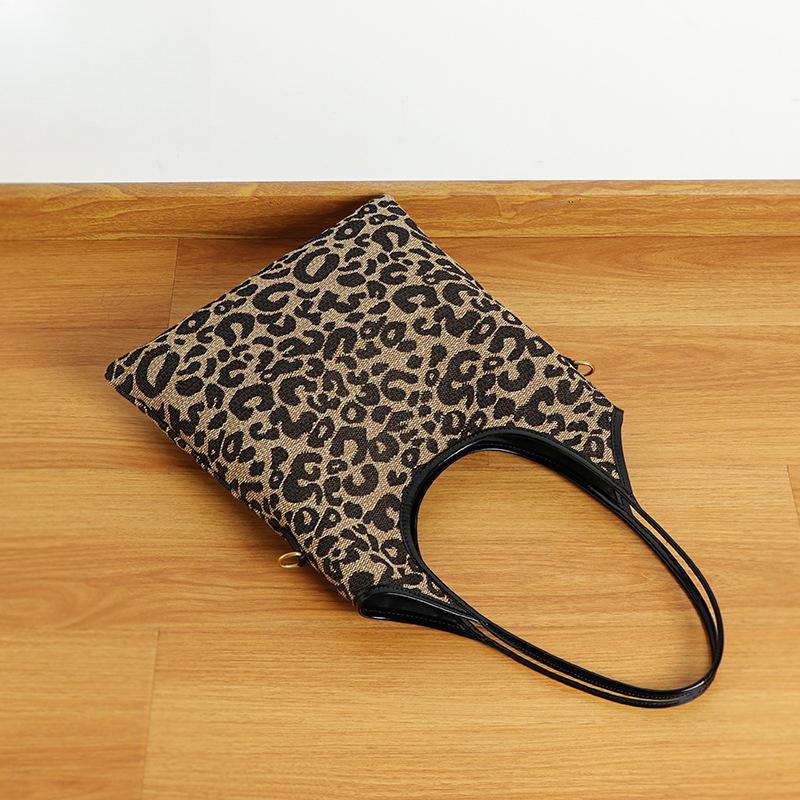 Autumn and Winter Large-capacity Leopard Print Bags, Retro Single-shoulder Tote Bags, Fashionable and Trendy Underarm Bags