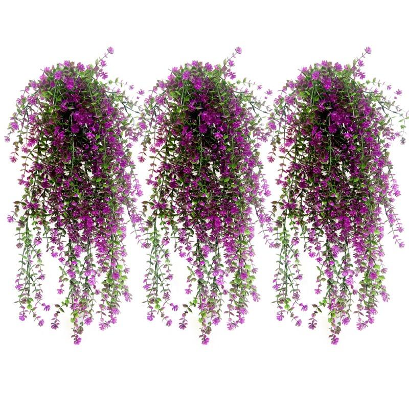 Sztuczny Plastikowy Eukaliptus Róża Kamelia Wisząca Dekoracja Ścienna, Dekoracja Zielonych Roślin do Domu i na Dziedziniec, Sztuczna Girlanda Kwiatowa