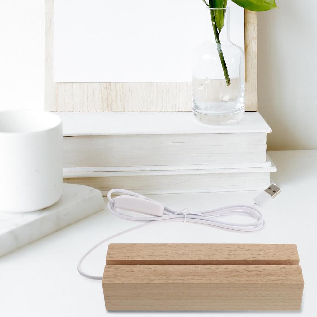 KESYOO Wooden LED Light Base, Set of 3, Made of Beech Wood, 6-inch, Lighting Stand, Base, USB Compatible, Home Use, Display Light Stand