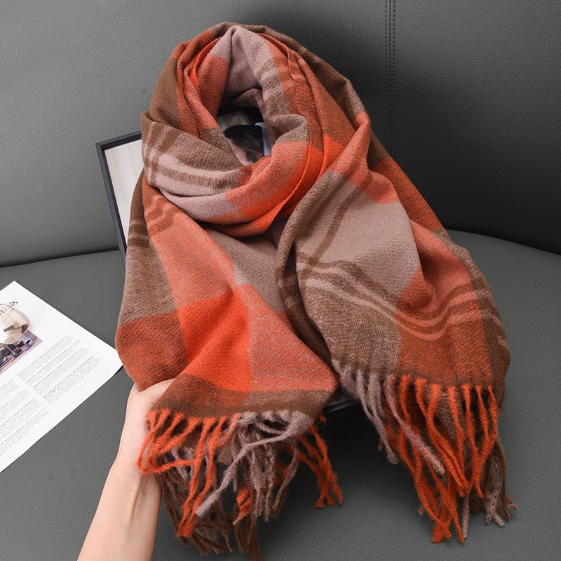 Winter Luxury Classic England Style Women Scarf Fashion Stripe Plaid Scarves Tassel Shawls Pashmina Lady Wrap Hijab