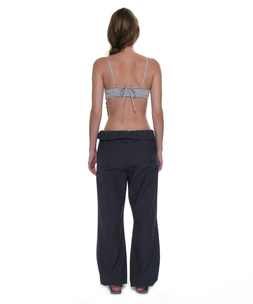 PARTIMENTO WOMEN Two-Way Frill Turnover Waist Pants_Navy