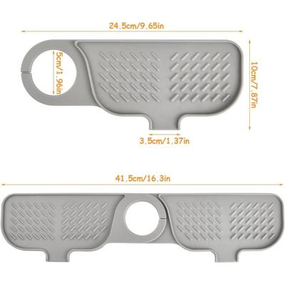 Silicone Tap Drain Mat, Tap Sink Splash Guard, 360° Rotating Tap Drying Mat, Tap Mat for Kitchen and Bathroom Worktop Protect