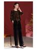 Women's High-End Silk Velvet Wide-Leg Pants - 2025 Autumn/Winter Collection, Loose Fit, Long, Casual, Perfect for Middle-Aged Moms