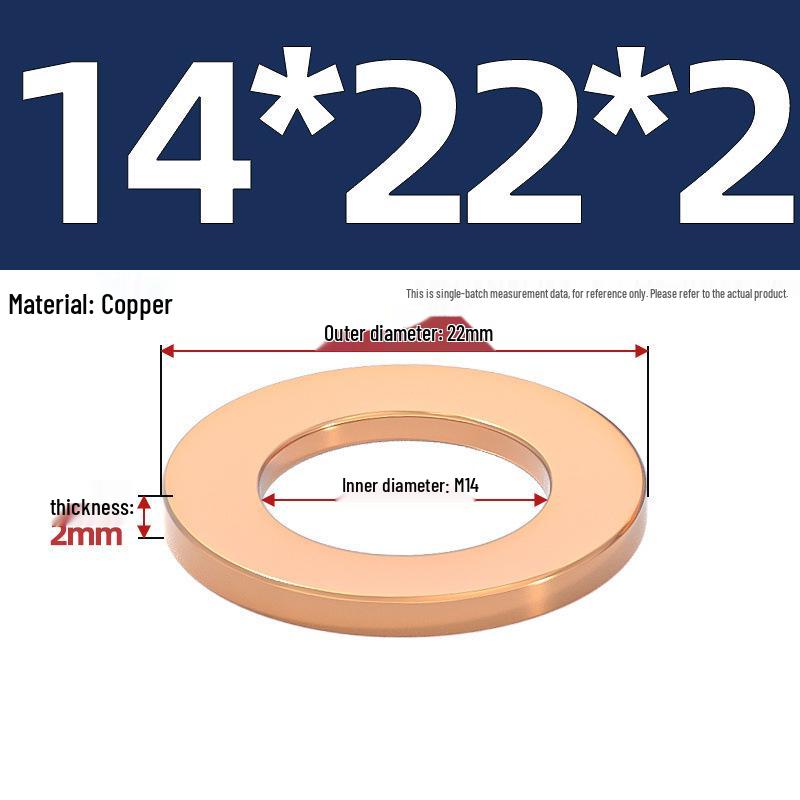 Pure Red Copper Gasket Sealing Ring for Marine Instruments, Metal Flat Washer M3-M60mm