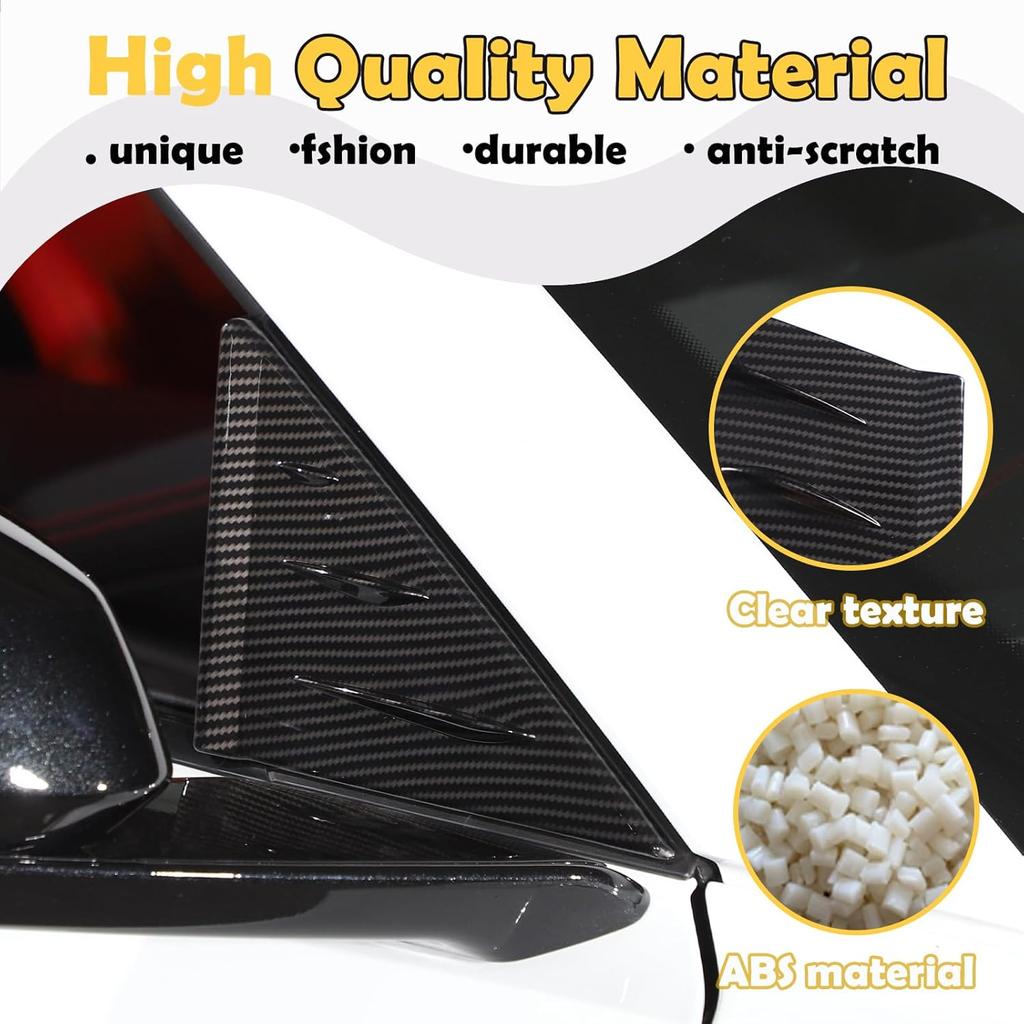 Front Window Triangle Cover Compatible with Chevrolet Corvette C8 Stingray Sports 2020 2021 2022, ABS Rearview Mirror Side Spoiler Trim Cover