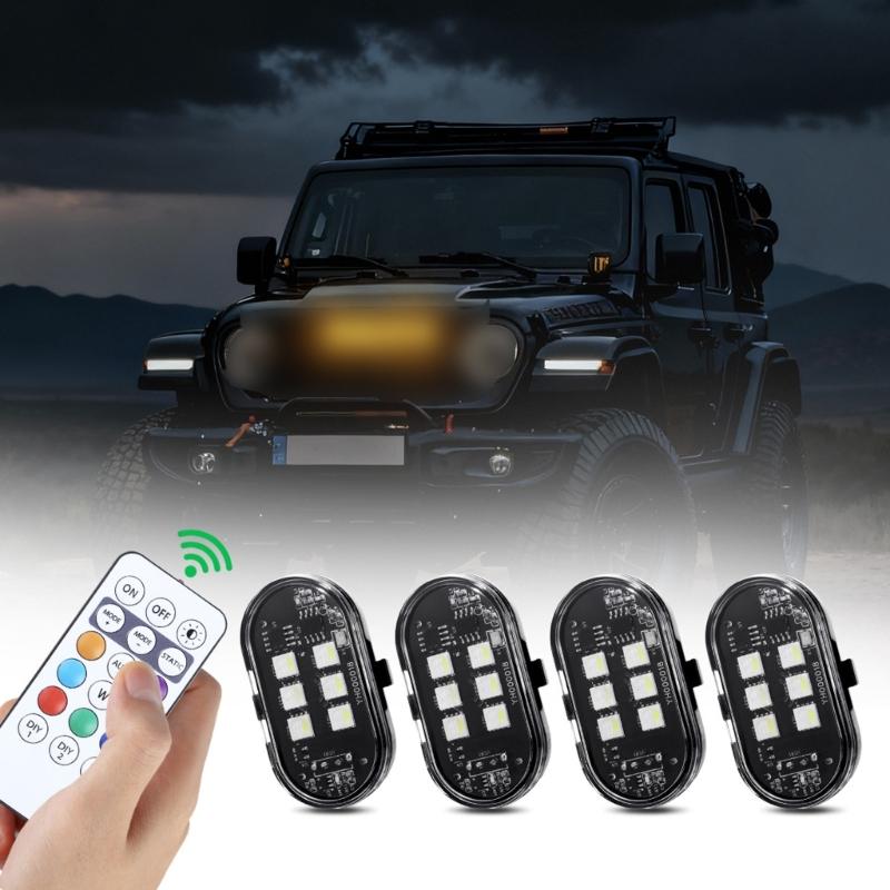 LED Warning Light Set with Wireless Remote For Personalization Waterproof Anti Vibration Strobe Light Easy Installation