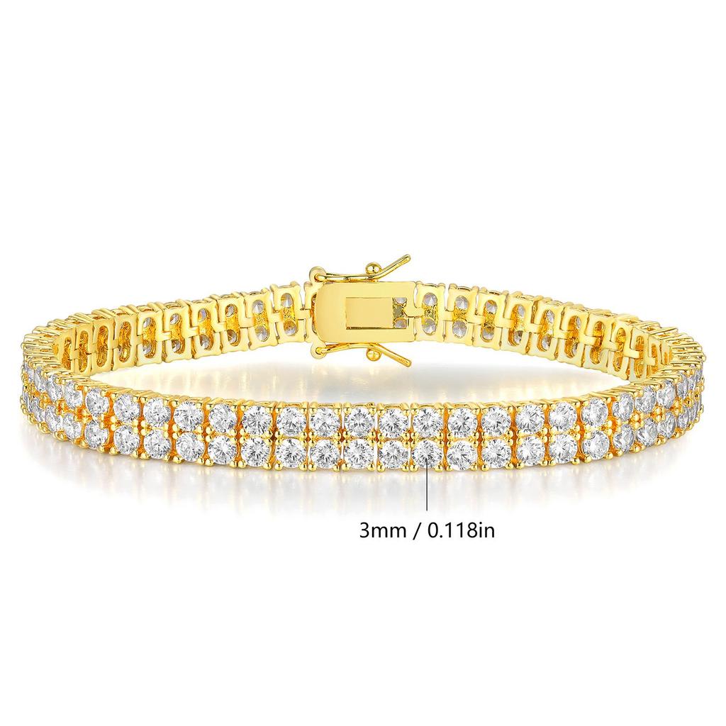 European-American Hip-Hop Double Row 3MM Inlaid Zircon Tennis Bracelet