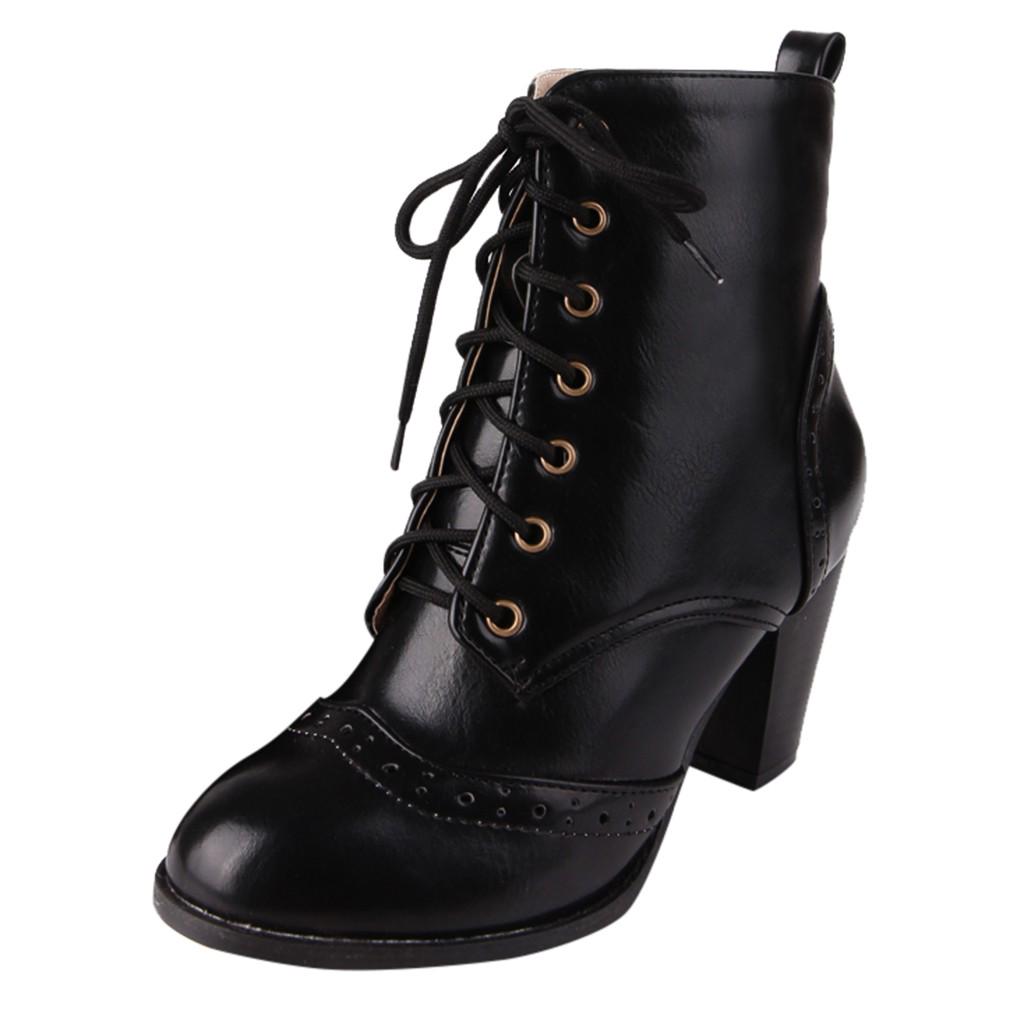 Dámské módní šněrovací boty na ležérní platformě, velké velikosti, silné podpatky, jednoduché boty