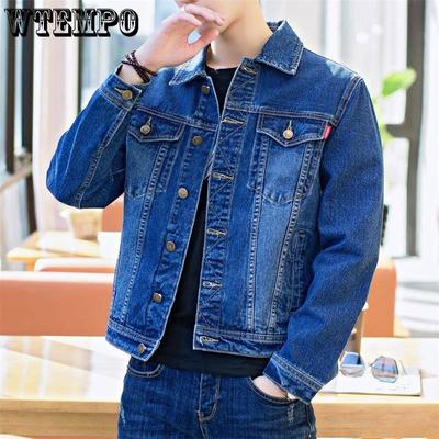 Jaqueta jeans curta slim masculina hip hop streetwer rasgada jaqueta jeans lapela gola casacos de cowboy trespassados