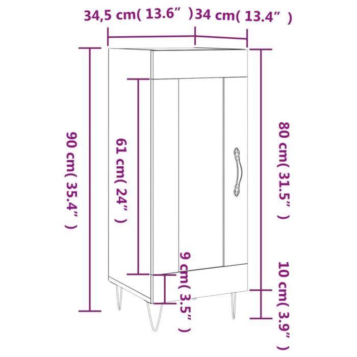 VidaXL Buffet High-Gloss White 34.5x34x90 Cm Engineered Wood 830438