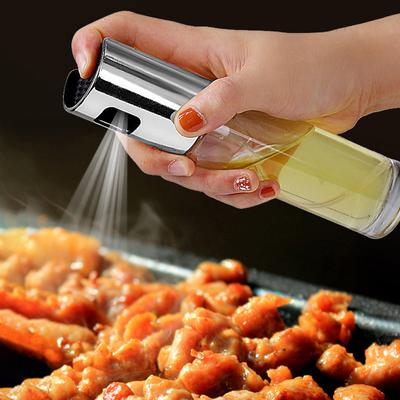 Dispensador de aceite de oliva transparente, botella exprimidora de aceite, pulverizador de vidrio, botellas de salsa para ensalada, barbacoa, utensilios de cocina