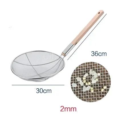 Stainless steel big long noodle French fries colanders strainer basket wooden handle frying net Hot Pot leaky filter sieve sink