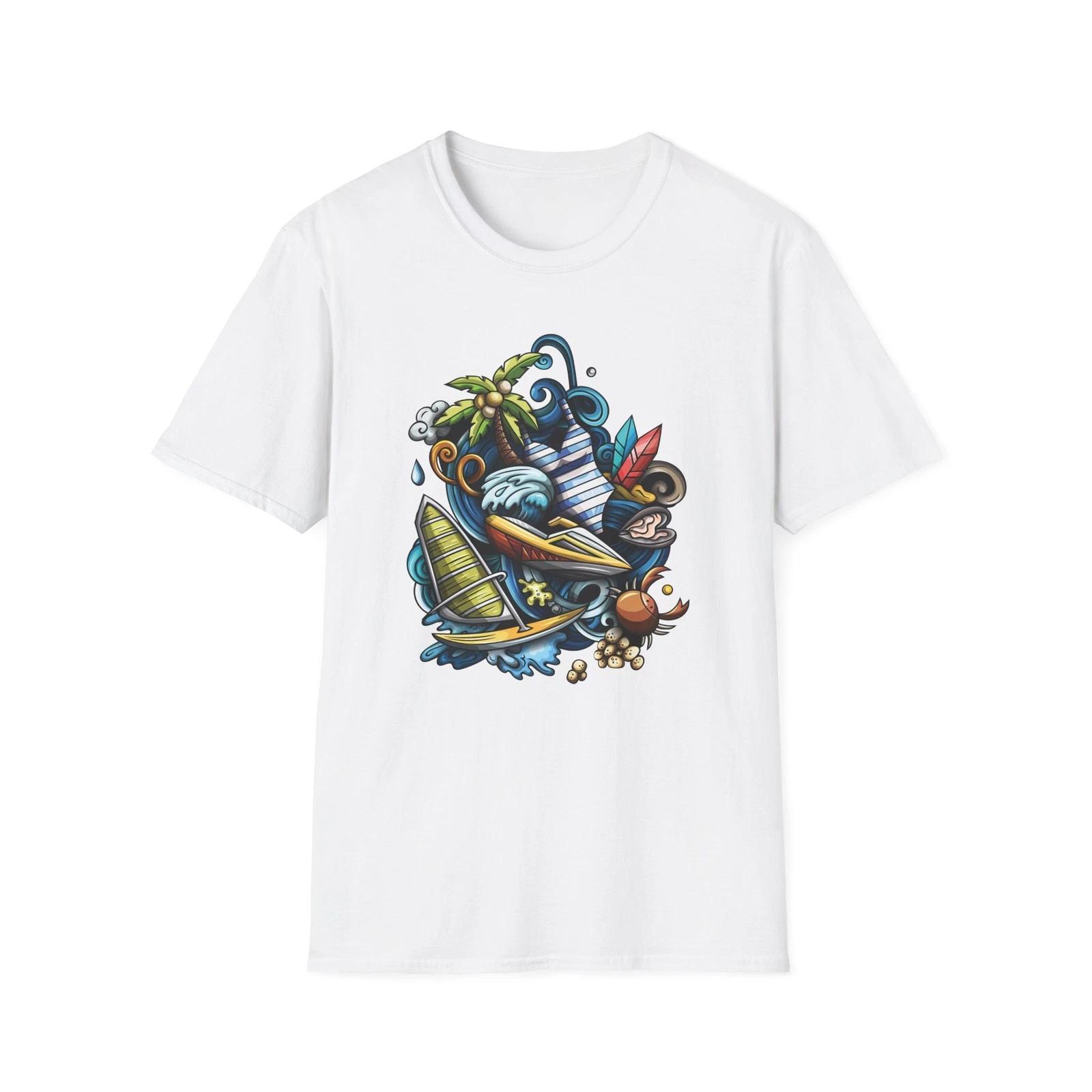 Beach Vibes T-Shirt, Summer Ocean Tee, Unisex Graphic Top, Relaxing Apparel, 4XL