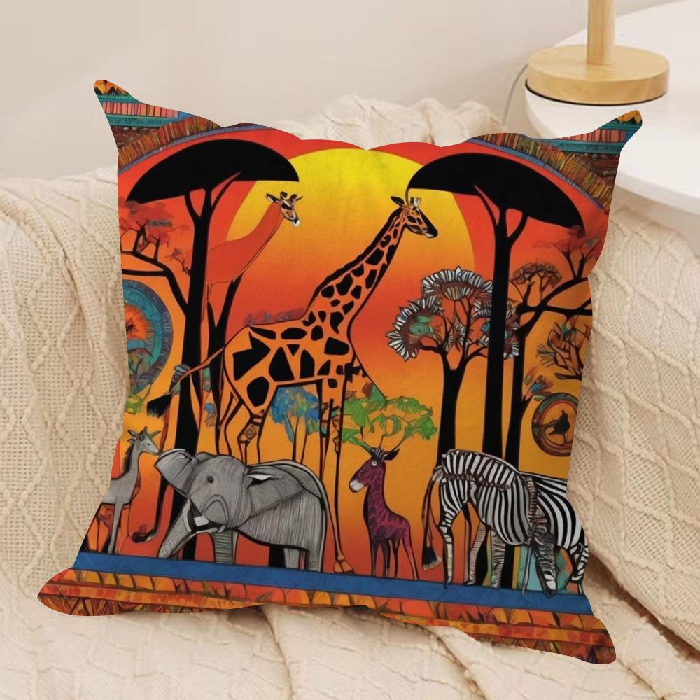 Abstract Painting African Living Cushion Cover Pillowcase Ultra Soft Skin Friendly Fabric Cloud Like Comfort Concealed Zipper