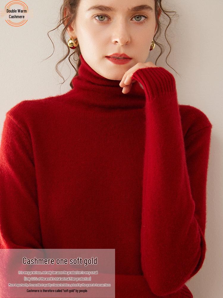 Women's Thick Cashmere High-Neck Sweater for Autumn and Winter