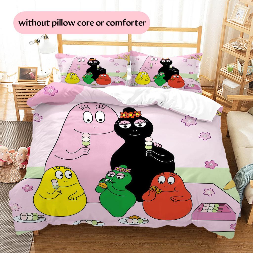 Barbapapa3 Pattern Bedding Quilt Set Home Decoration Gift (1 * Duvet Cover + 2 * Pillowcase Without Core)