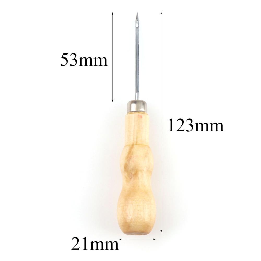 2Pcsset Wooden Handle Sewing Awl Hand Stitcher Leather Punch Tool Diy Shoe Repair Hook Leather Accessories