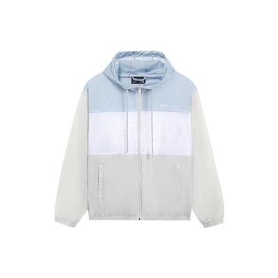 Li Ning Color Block Brand Logo Stand Collar Zip Jacket Men Jacket Micro-Crystal-Gray AFDS473-1