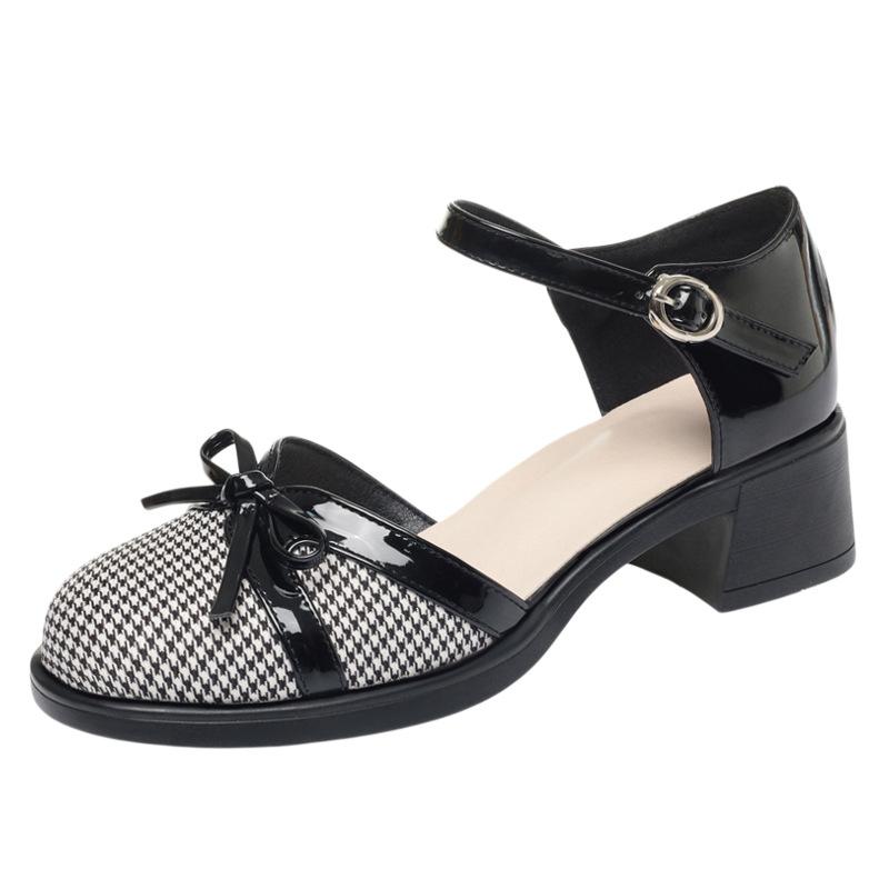 Sandali Donna a Punta Chiusa, Tacco Medio, Monocinghia, Punta Aperta, Tacco Chunky, Scarpe Estive Singole